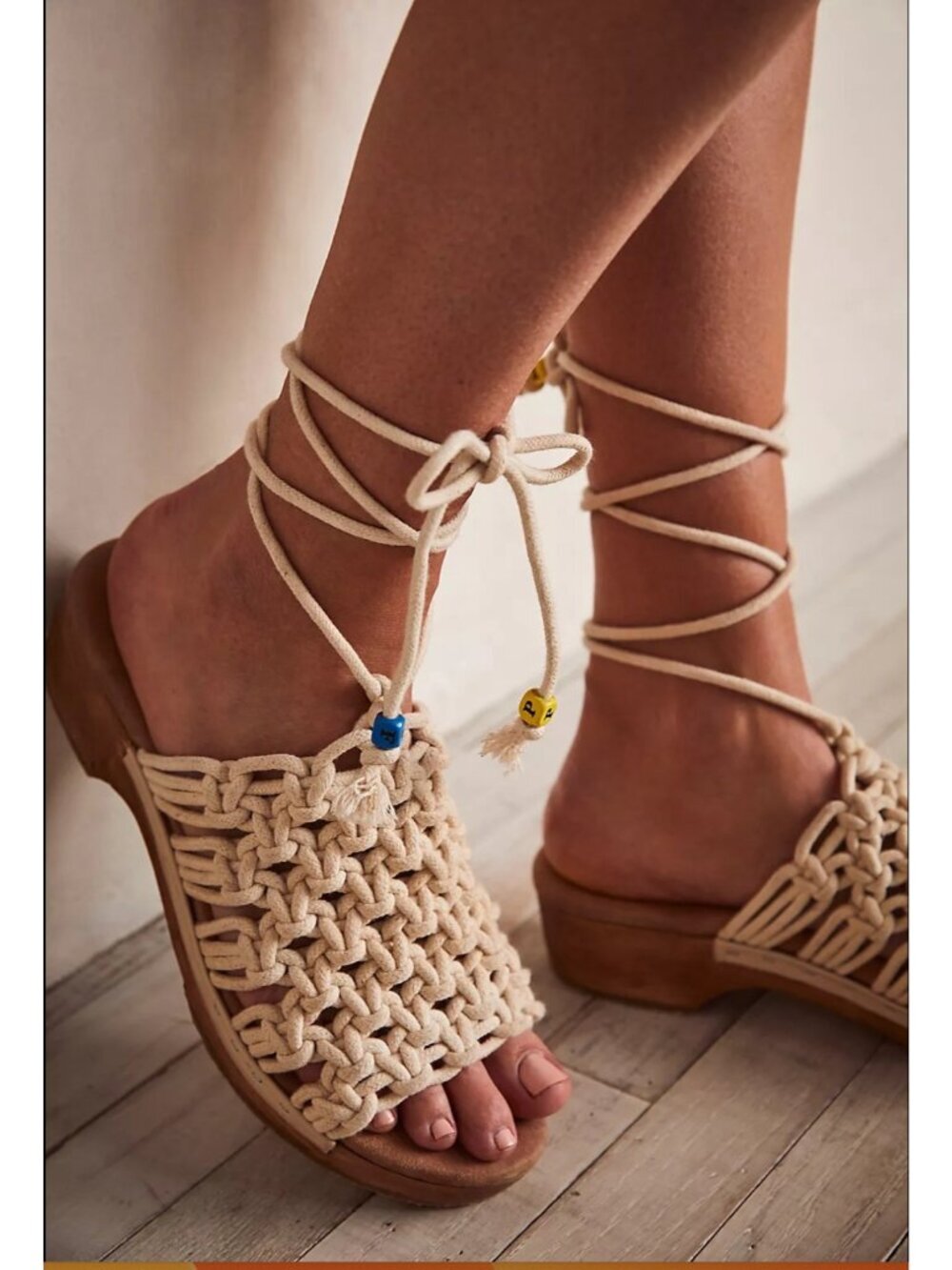 Free People Crochet Rope Clog Sandals with Ankle ties 40